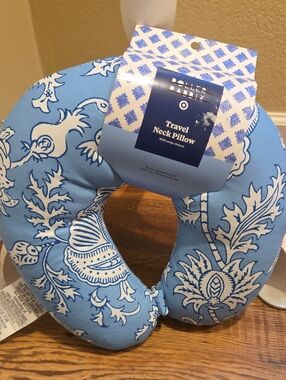 Roller Rabbit Blue and White Floral Travel Neck Pillow